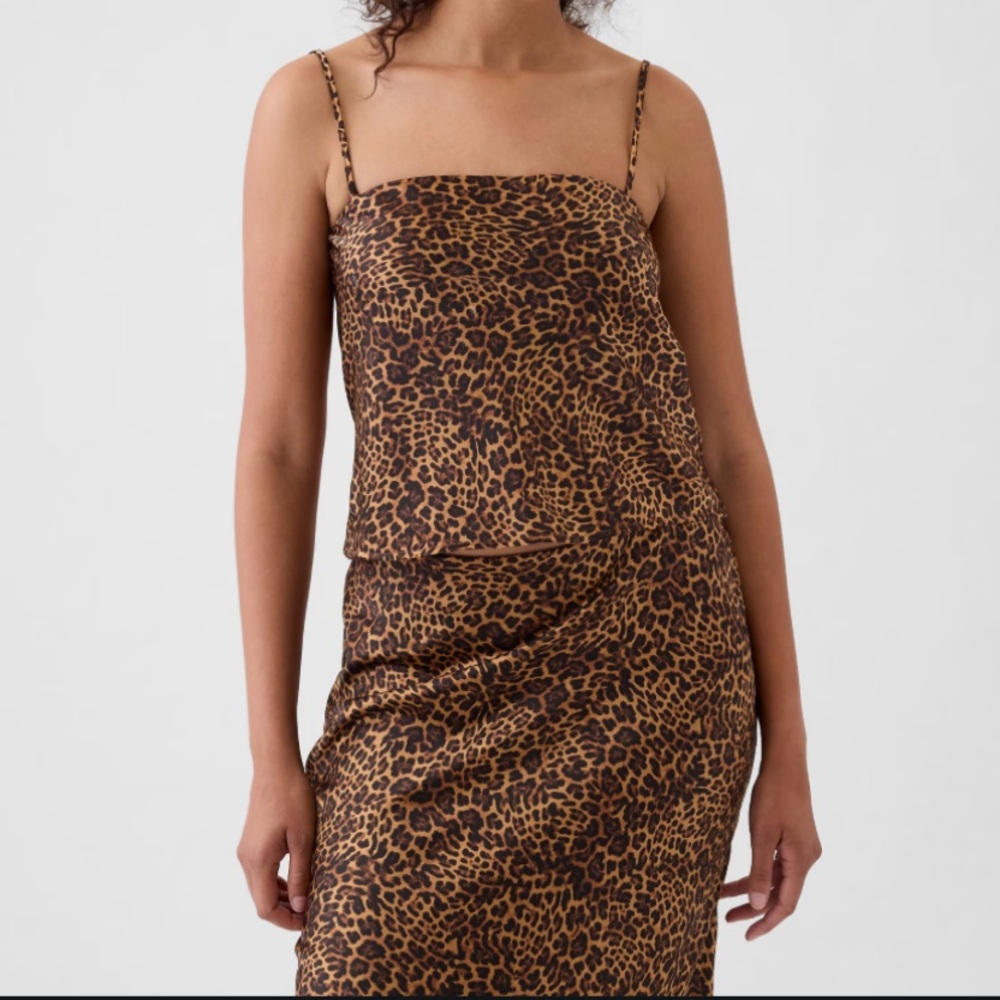GAP Leopard Print Cami Satin Top - Size XS Petite